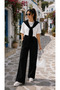 Women's Modal Fabric Two-Piece Set – T-Shirt with Sewn Tie Detail & Double Pocket Pants