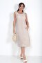 Women's Italian Linen Zero Sleeve Midi Dress with Pockets - 2
