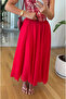 Red Crinkled Elastic Waist Midi Skirt - De261022 - 2