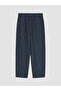 Two Mt Shop Quality Lcw Modest Navy Blue Muslin Plain Standard & Regular Shrinkable Leg Women's Trousers - 5