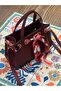 Women's Faux Leather Handbag with Scarf Shoulder Bag