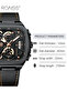 Men's Chronograph Quartz Watch with Leather Strap Square Black Dial Gold Numerals Waterproof Luminous Analog Wristwatch Gift for Men - 2