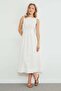 Belted Linen Look Pleated Maxi Dress