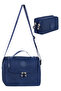 Navy Blue Tr5 Set of 2 Crinkle Fabric Thermal Lunch Box + Double Pencil Holder Set - 6