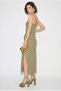 Women's Mint Green Strapless Maxi Dress with Floral Accessories and Slit Detail 2602 60283331 - 3