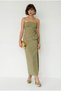 Women's Mint Green Strapless Maxi Dress with Floral Accessories and Slit Detail 2602 60283331
