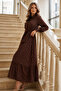 Belted Polka Dot Hijab Dress B2589 Brown