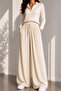 Women's Summer Crinkle Wide-Leg Loose-Fit Striped Trousers with Pockets