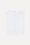 Women's White Regular Fit Sleeveless Linen Shirt