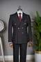 Striped Double-Breasted Suit Black