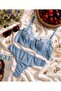 Blue Lace Capless Bra Set - 2