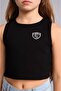 Crew Neck Printed Black Crop Tank Top for Girls H6140A826Hs - 4