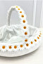 White Bridal Basket, Velvet with Daisy Decorations, Henna Engagement Wedding Promise Circumcision - 2