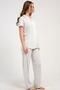 Women's Front Buttoned Short Sleeve Gray Pajama Set Relaxed Cut Summer Home Wear C0T2N2215 - 3
