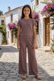 Brown Girl's Short Sleeve Top and Bottom Set with Bow on the Sides 24600 - 2