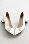İlena Women's Double Mini Buckle Striped Pointed Toe Geometric Thick Square Heeled Office Stiletto - 4