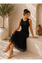 Elegant and Comfortable! Women's Sleeveless Round Neck Midi Dress with Lace Detail at the Hem - 4