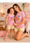 Mother-Daughter Matching Cherry Patterned Shorts Pajama Set Cotton Summer Home Wear - 2
