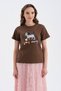 Women's 100% cotton t-shirt with applique dog embroidery detail design - 2