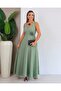 Women's Strappy Deep V-Neck Slit Long Dress