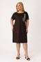 Women's Brown Plus Size Short Sleeve Embroidery Detailed Dress - 2