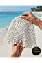 Handmade Women's Knitted Bohemian Mesh Summer Beanie Hat with Sequins White - 3
