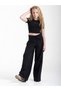 Girl's Sweatpants with Folded Waist Detail and Detailed Design - 5
