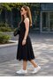 Women's Strappy Round Neck Midi Dress with Ruffled Hem - 2