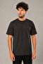 Anthracite Logo Men's Modal Oversize Jacket with Premium Basic T-Shirt Inside 250