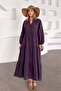 Batwing Sleeve Detailed Muslin Casual Dress Mürdüm 9330-E - 2
