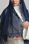 Navy Blue Nikah Namaz Hijab Shawl Chiffon Beaded Laced 202131_02 - 3