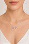 Women's Stainless Steel Necklace Silver Color Bow and Pink Heart Charm - 6
