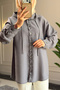 6536- Stylish and Comfortable Women's Hooded Shirt with Ruffle Detail and Soft Woven Fabric - 6