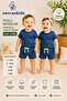 Corded Interlock Cotton Summer Baby Set with Shorts Unisex Two-Piece Set 6 Months - 3 Years - Indigo - 6