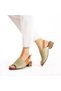 Genuine Leather Arca Low Block Heeled Buckle Casual Women's Sandals