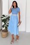 Women's Embroidered Belted Midi Dress Short Sleeve Casual Stylish Dress - 3
