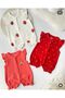 Unez Baby Girl 3-Piece Muslin Jumpsuit Set Strawberry Embroidered Rabbit Embroidered Polka Dot Summer Set - 4