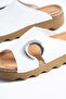 Onas Women's Genuine Leather Slippers with Side Moon Buckle, White Skin - 4