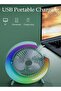 Rechargeable Multifunction Desk Fan with LED Light, USB Portable 3-Speed Quiet Table Fan 180° Rotating - 2