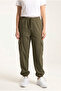 Women's Khaki Cargo Pocket Parachute Fabric Elastic Waist Loose Fit Jogger Pants - 4