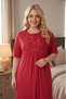 New Season Women's Red Buttoned Lace Detailed Special Design Summer Short Sleeve Plus Size Nightgown - 4