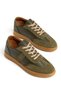 Genuine Leather Women's Casual Sports Shoes Khaki Side Shiny Stripe Poly Sole