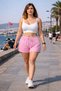 Pink with White Star Pattern, Elastic Waist, Flexible Milan Summer Shorts