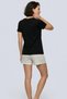 Women's 100% Cotton Pajama Set with Shorts 5825 Black Color - 2