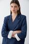 Women's Navy Blue Striped Lined Sleeve Detailed Blazer Jacket - 4