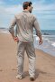 Mint Green Tencel Fabric Men's Shirt and Trousers Set E7365 - 4