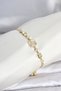 Gold Color Brass Pearlescent Women's Bracelet with Elevator Clasp