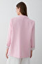 Women's Pink Striped Lined Blazer Jacket with Sleeve Detail - 7