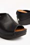 Genuine Leather Women's Wedge Heel Slippers Black Closed Front Side Wrapped - 2