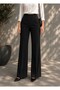 Women's Black Color High Waist Wide Leg Interlock Jersey Trousers - 5